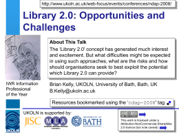 Library 2.0: Opportunities and Challenges