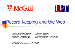 PowerPoint Presentation - Record Keeping and the Web