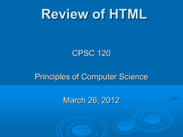 Review of HTML - HWS Department of Mathematics and Computer