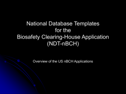 National Database Template for the Biosafety Clearing