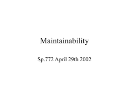 Maintainability Lecture