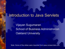 Introduction to Servlets - School of Business Administration