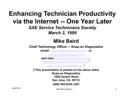 Enhancing Technician Productivity via the Internet -
