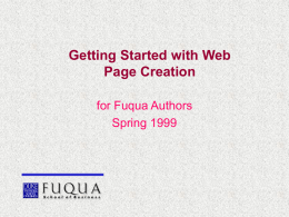 Getting Started with Web Page Creation