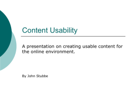 Content Usability - School of Information