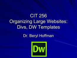 Website Organization and DW Templates