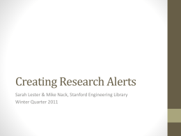 Creating Research Alerts - Stanford University Libraries