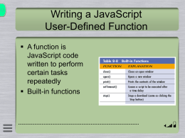 PowerPoint Presentation - Writing a JavaScript User