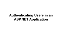 Authenticating Users in an ASP.NET Application