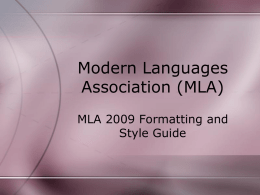 Modern Languages Association (MLA)