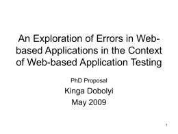 An Exploration of Errors in Web-based Applications in the Context of