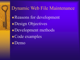 Dynamic Web File Maintenance
