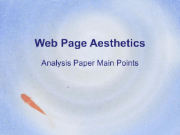 Web Page Aesthetics