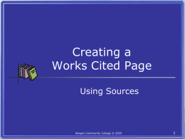 Creating a Works Cited Page - Mulvane School District USD 263