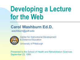 SHRS Web Lectures - University of Pittsburgh