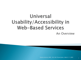 Universal Usability/Accessibility