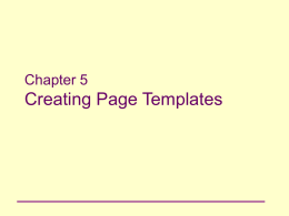 Creating Page Templates