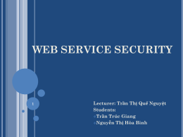 WEB SERVICE SECURITY