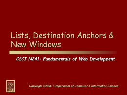 Lists, Destination Anchors & New Windows