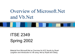Overview of Microsoft.Net and Vb.Net