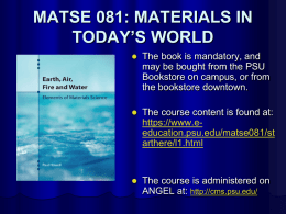 MATSE081: MATERIALS IN TODAY`S WORLD