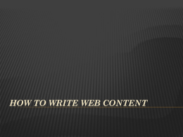 How To Write WEB CONTENT - How to Write Content for the Web