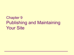 Publishing & Maintaining Web Site