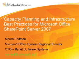 Capacity Planning and Infrastructure Best Practices for Microsoft
