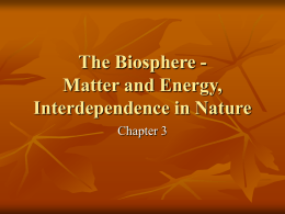 The Biosphere - Matter and Energy, Interdependence in Nature