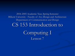 Frames - CS 153 Introduction to Computing I