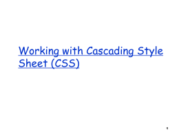 Cascaded Style Sheet Introduction