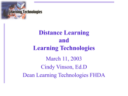 Distance Learning and Learning Technologies