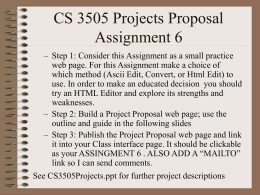 7)Project proposal Assignment Monday Aug 22