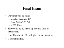 Final Exam Topics