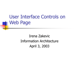 User Interface Controls on Web Page