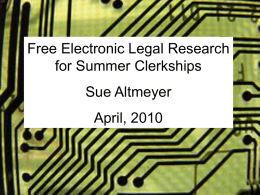 Free Electronic Legal Research for Summer Clerkships
