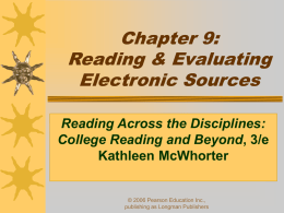 Chapter 9: Reading and Evaluating Electronic Sources