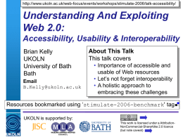 Understanding And Exploiting Web 2.0: Accessibility, Usability