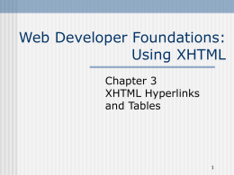 XHTML Hyperlinks and Tables