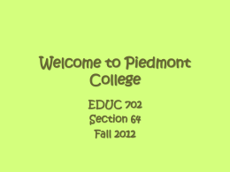 Welcome to Piedmont College - Home Page for George D. Bagwell