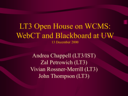 iWeb Presentation 27 September 2000: WebCT and Blackboard at UW