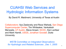 CUAHSI Web Services and Hydrologic Information Systems, Nov 30