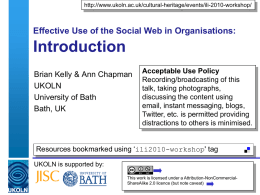 Effective Use of the Social Web in Organisations: Introduction