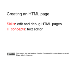 Presentation: Creating an HTML page