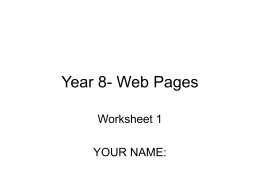Year 8- Web Pages