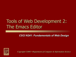 Tools of Web Development 2: The Emacs Editor