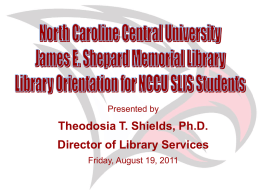 SLIS_Orientation - North Carolina Central University