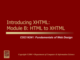 introXHTML_HTMLtoXHTML - Department of Computer and