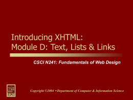 introXHTML_TextListsLinks - Department of Computer and