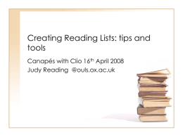 Creating Reading Lists